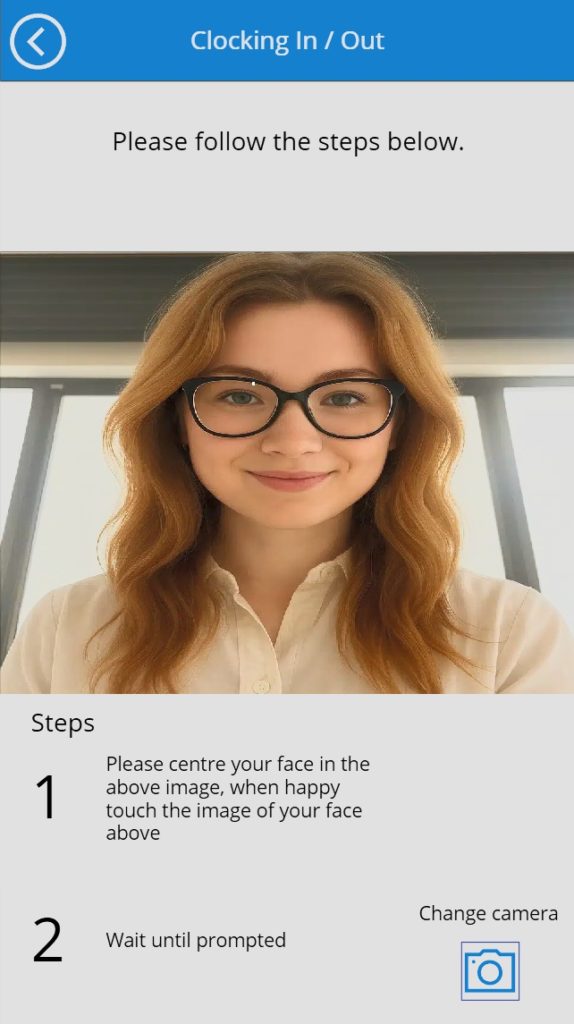 Image of Lady being Clocked in Via FaceClocking for Dataverse with Dynamics HR