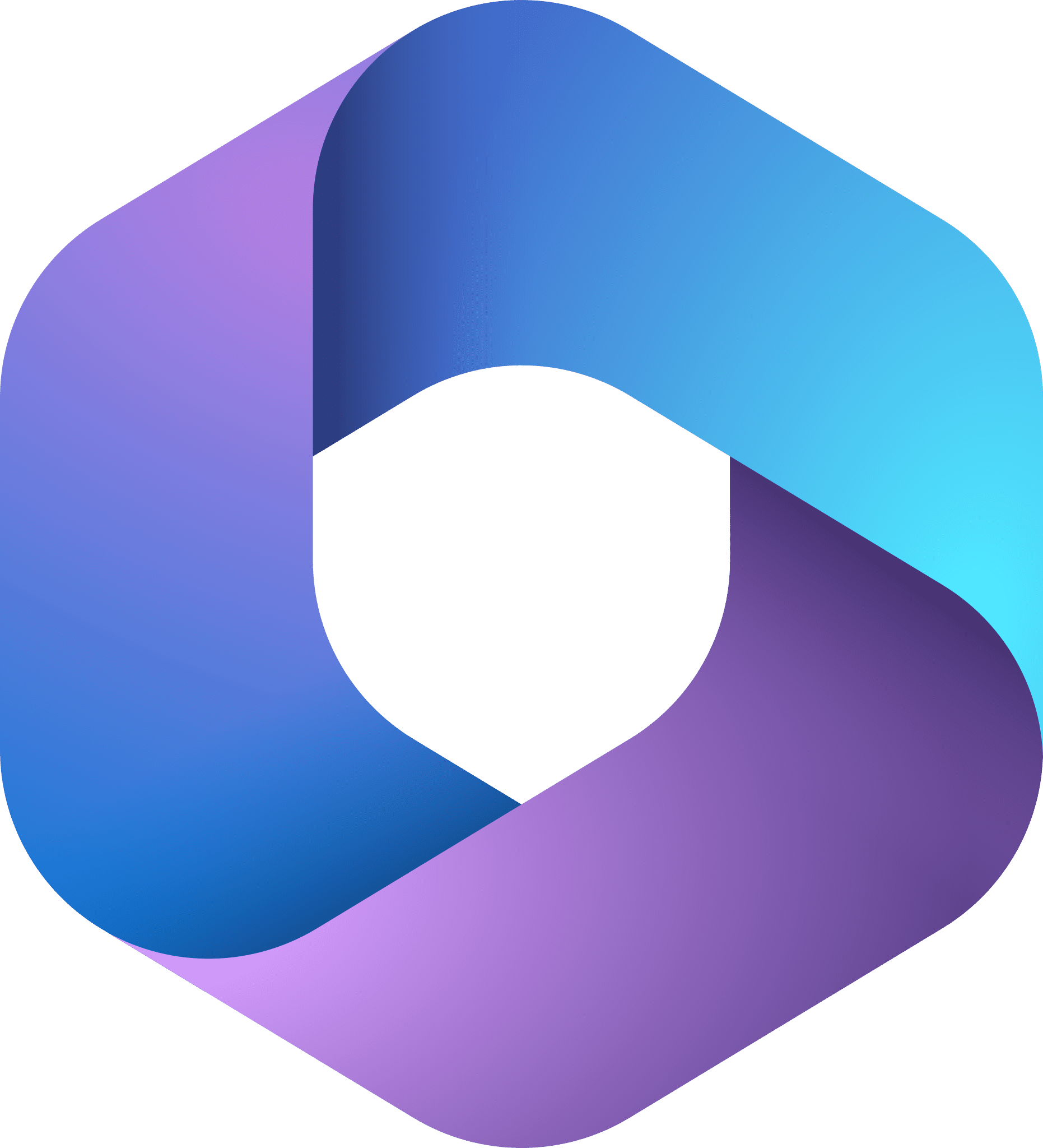 Abstract gradient shape: blue-to-purple ribbon on a green background (decorative background).