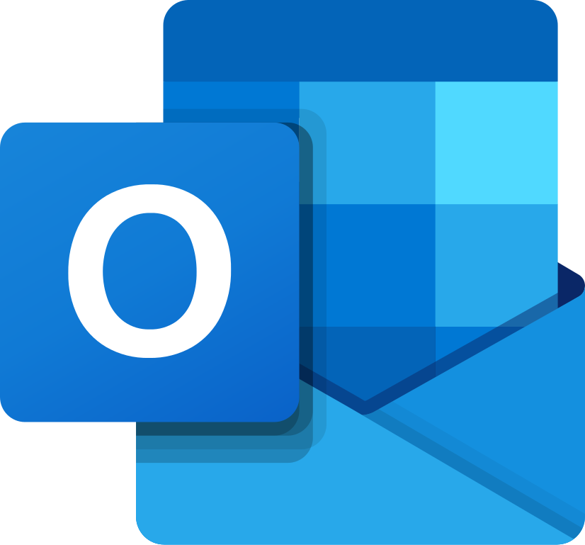 Outlook mail app icon: blue envelope on a layered blue background with a white 'O' in the foreground.