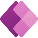 Abstract geometric logo with overlapping rounded diamonds in purple and pink colors.