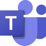 Abstract geometric composition in blue and purple tones with overlapping rounded rectangles and circles on a black background.
