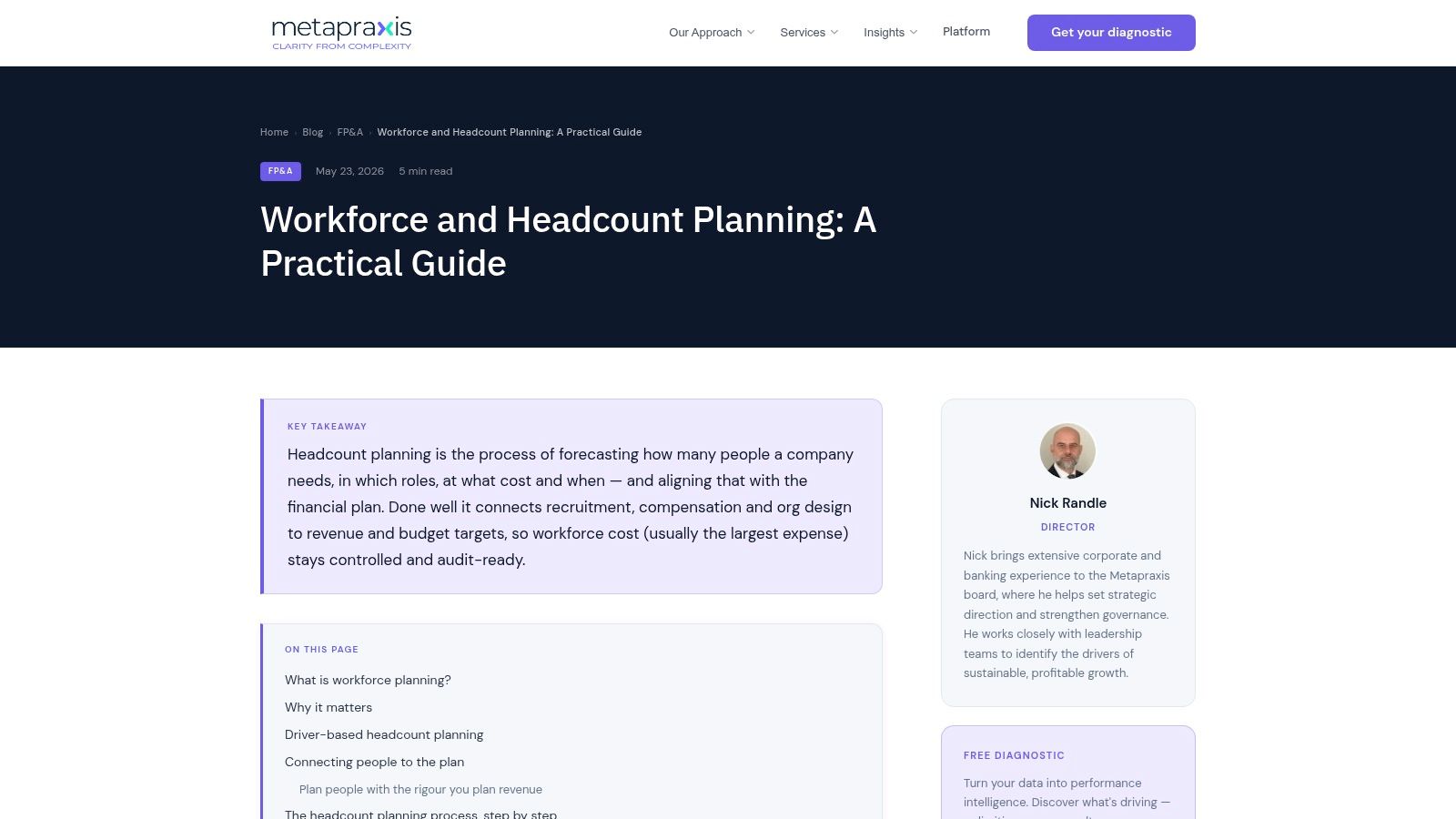 Metapraxis Headcount Planning Guide and Free Excel Template