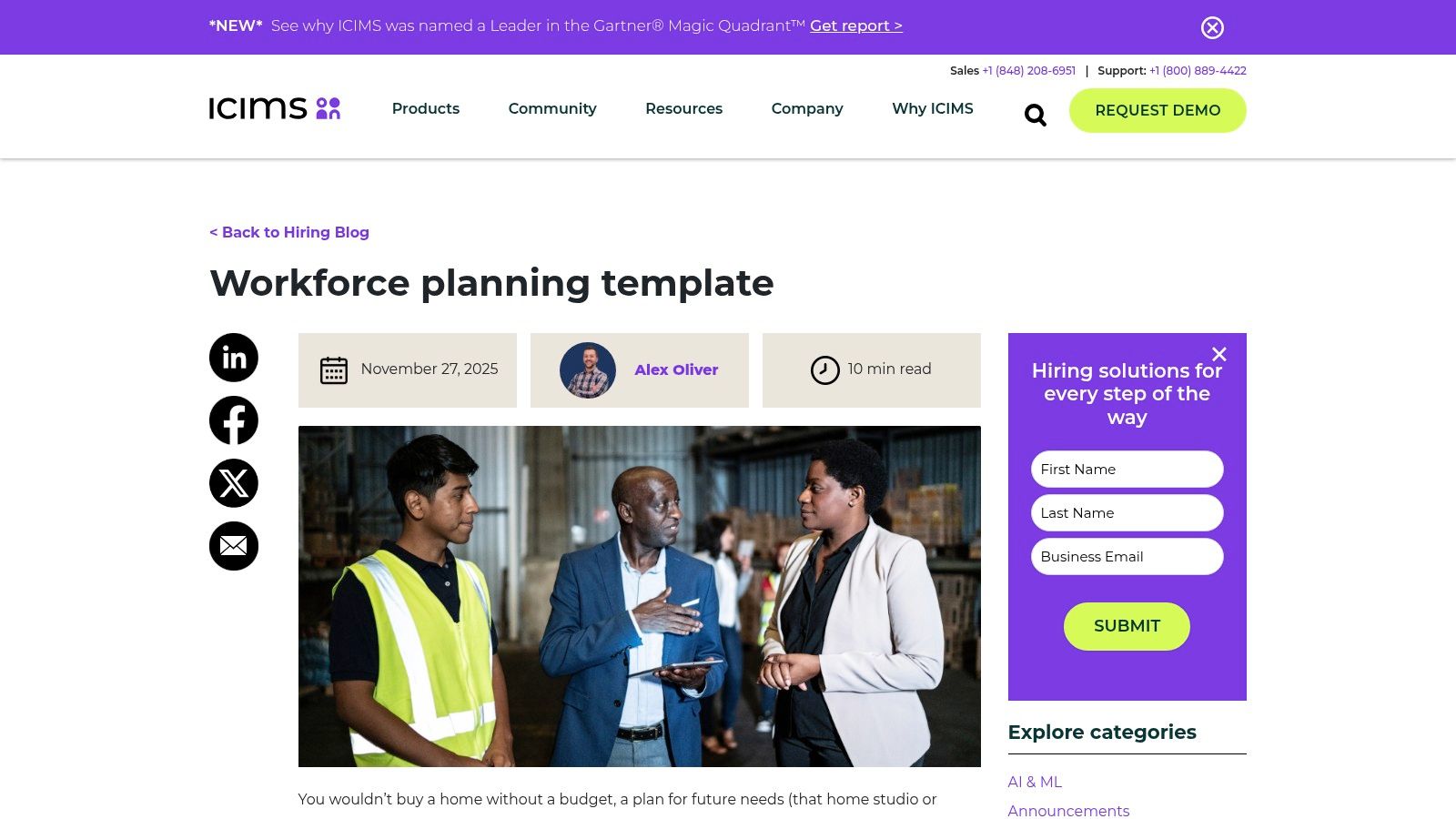 iCIMS Workforce Planning Template
