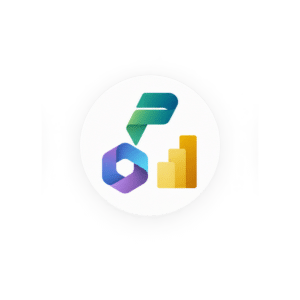 Logo collage of three data analytics icons inside a white circle: green-blue ribbon, purple-blue hexagon, and yellow bar chart